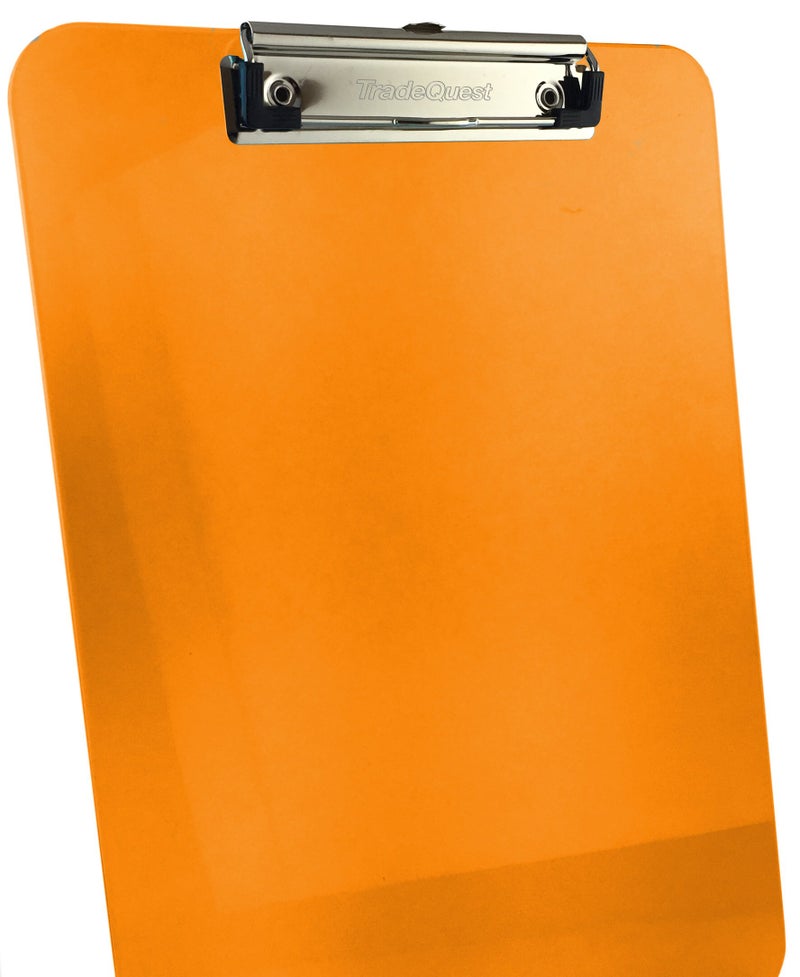 Trade Quest Plastic Clipboard Transparent Color Letter Size Low Profile Clip (Pack of 6) (Orange) - Image 2